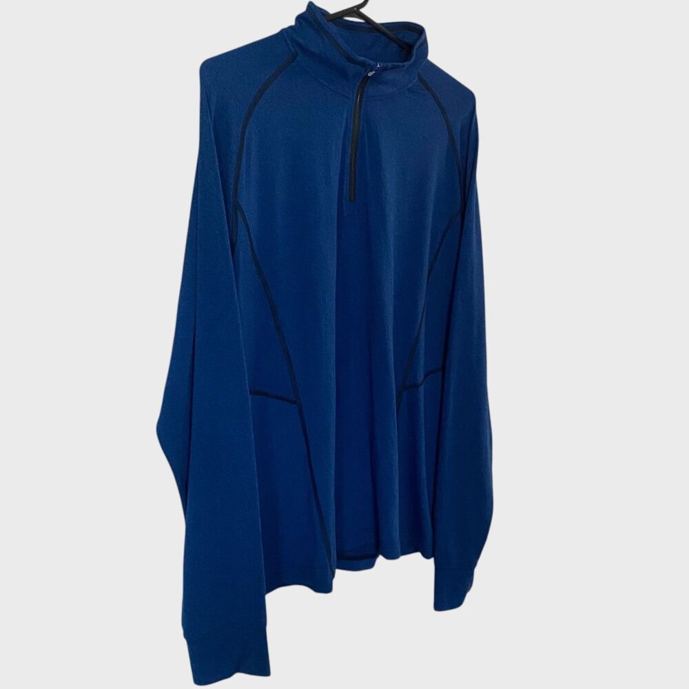 REI Co-op Quarter Zip Shirt Blue Men's Large Athletic Stretch Hiking Base-Layer - Picture 3 of 12